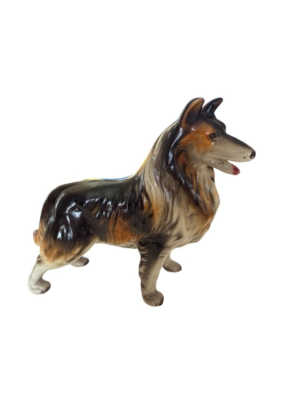 Vintage Glazed Ceramic Collie Dog Figurine Collectible